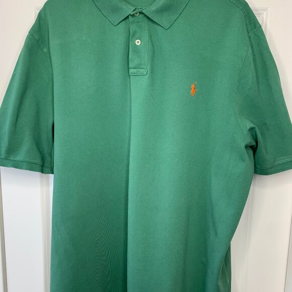 Polo Ralph Lauren Mens Green Cotton Polo Shirt - Picture 1 of 11